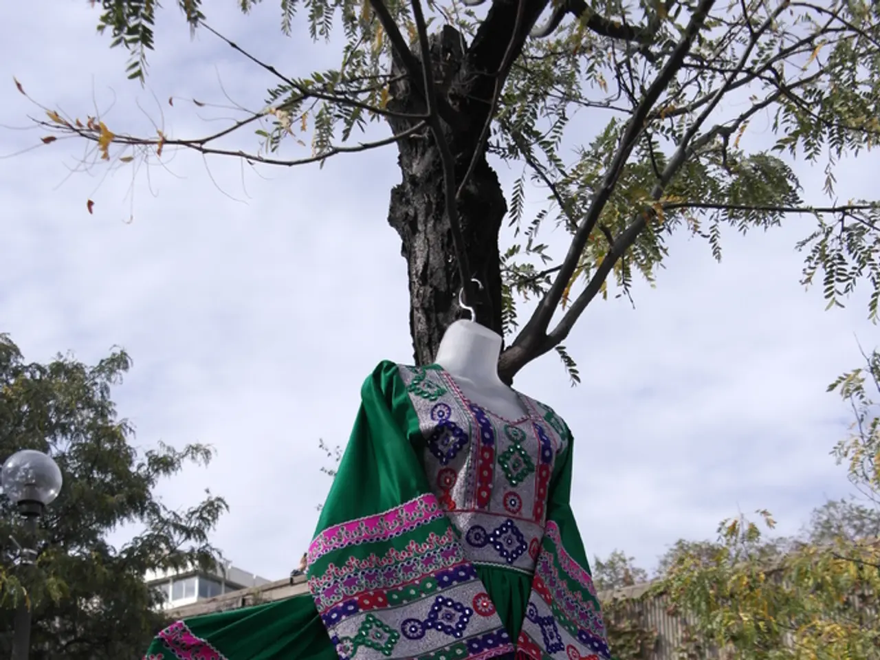 In this image there is mannequin in the middle. In the background it seems like there are so many...