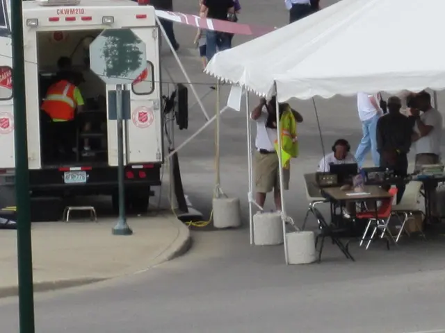 Firefighting activities commence from the temporary command post.