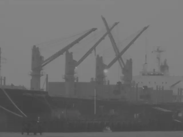 Giant vessel moored on the Rhine river in Mainz
