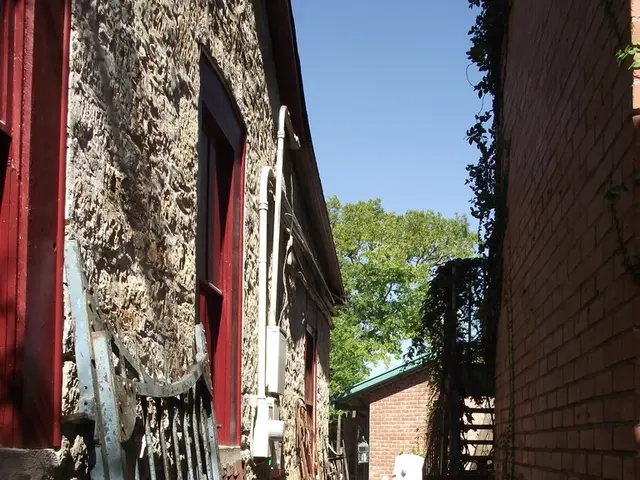 In the image we can see there are many buildings. This is a iron fencing. This is a tree and blue...