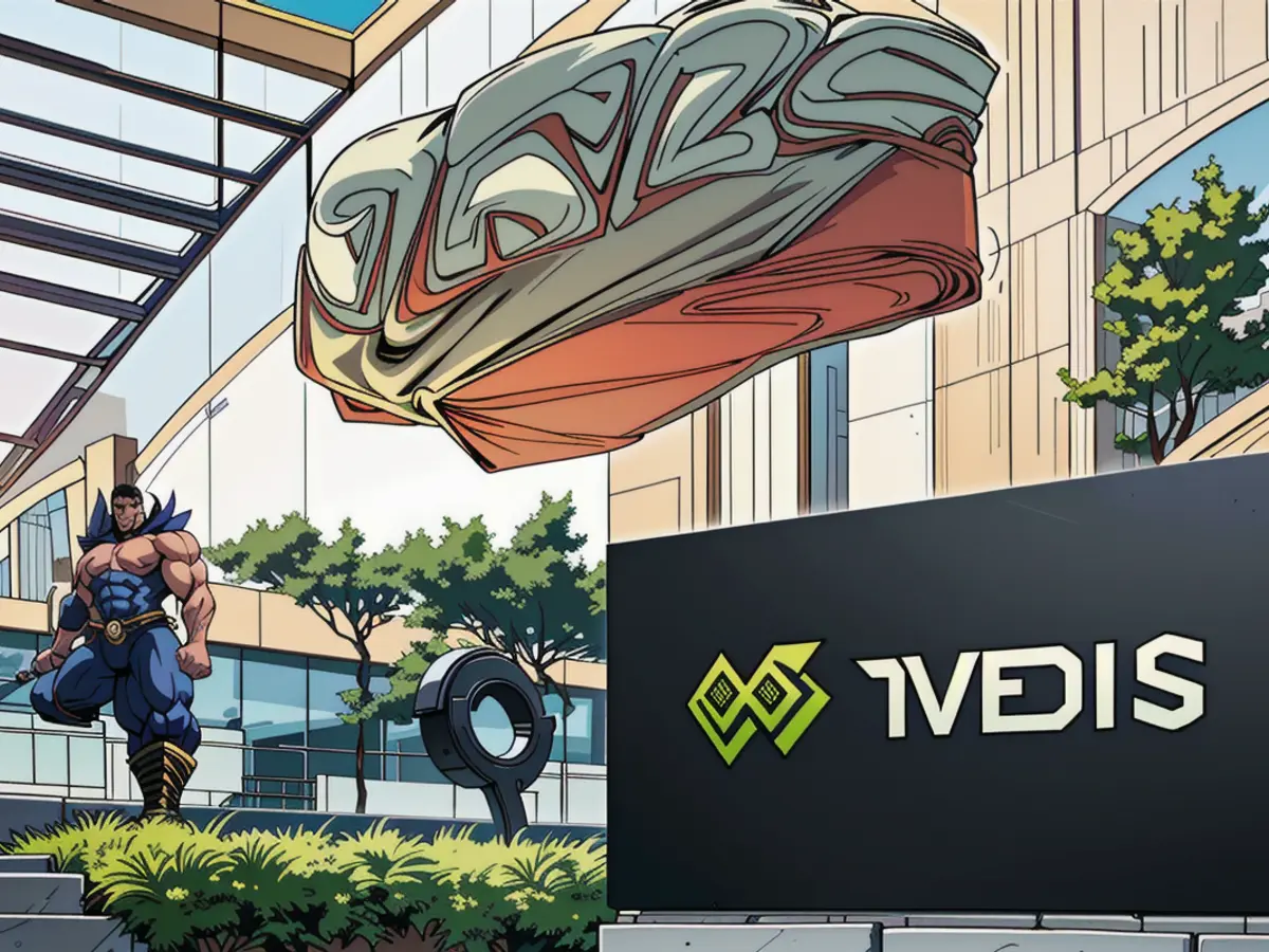 Nvidia's main office, marked by an exterior black sign bearing the Nvidia logo.