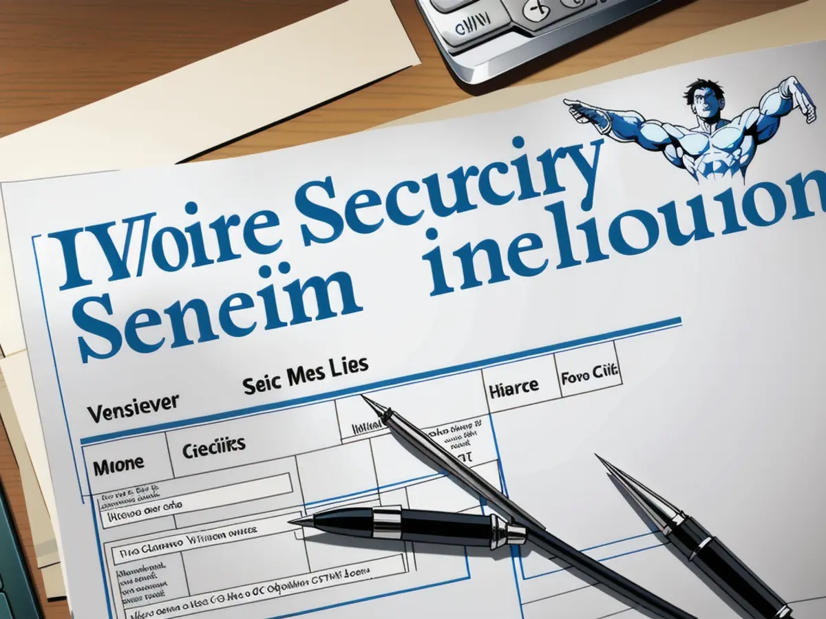 A set of eyeglasses, a writing tool, and a calculator arranged on a document for Social Security retirement benefits.